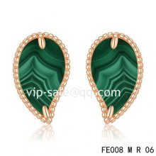 Cheap Van Cleef & Arpels Sweet Alhambra Leaf Earrings Pink Gold,Malachite